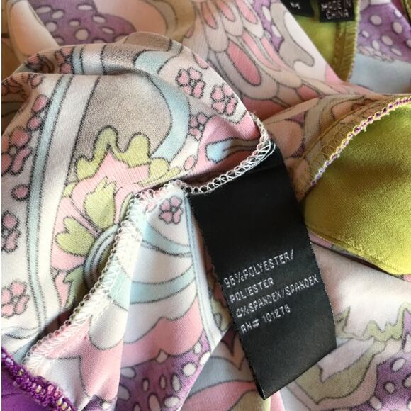 Nicole Miller Retro Glam Psychedelic Multi Color Sleeveless Blouse M - Picture 7 of 9